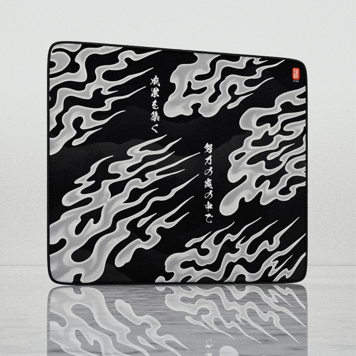 Mousepad gaming JX2 Flammes Blanches XL Soft — tapis esport mythique par Tyron Blanc TheMasterpiece